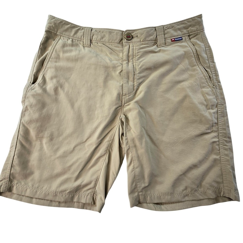 Simms Shorts Mens 36 Beige Cargo Cotton Canvas Lightweight 8in Pockets